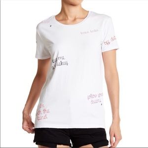 NWT Chaser “Chatty” embroidered white tee